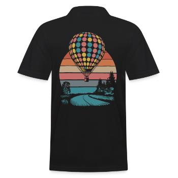 Heißluftballon Retro Sonnenuntergang Abstrakt - Männer Poloshirt - Schwarz - Hinten - Kai (181cm)