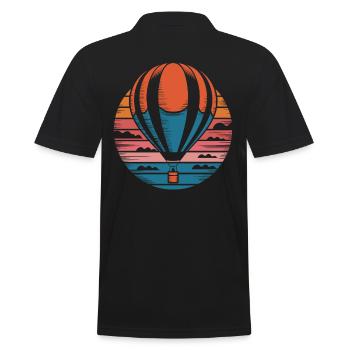 Heißluftballon im Sonnenuntergang Himmel - Männer Poloshirt - Schwarz - Hinten - Kai (181cm)
