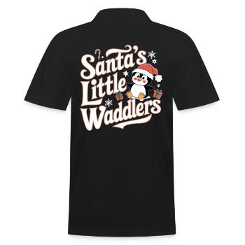 Little Waddling Penguins of Santa Christmas - Men's Polo Shirt - black - Back - Kai (181cm)