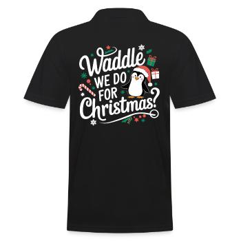 Waddle We Do For Christmas Penguin Christmas - Men's Polo Shirt - black - Back - Kai (181cm)