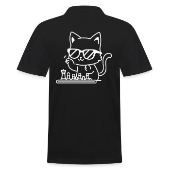 Cool cat in sunglasses playing chess - Men's Polo Shirt - black - Back - Kai (181cm)