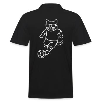 Cat with sunglasses playing football - Men's Polo Shirt - black - Back - Kai (181cm)