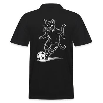 Chat avec des lunettes de soleil jouant au football - Polo Homme - noir - Dos - Kai (181cm)