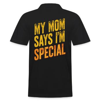 Meine Mama Sagt Ich Bin Besonders – Sarkastische - Männer Poloshirt - Schwarz - Hinten - Kai (181cm)