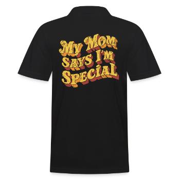 Meine Mama Sagt Ich Bin Besonders - Männer Poloshirt - Schwarz - Hinten - Kai (181cm)