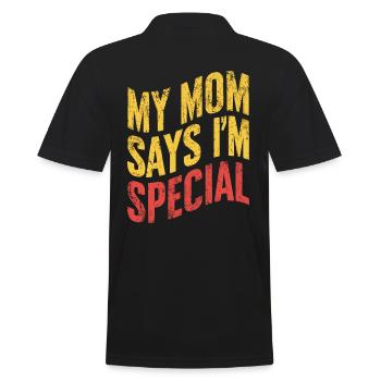 Meine Mama Sagt Ich Bin Besonders - Männer Poloshirt - Schwarz - Hinten - Kai (181cm)
