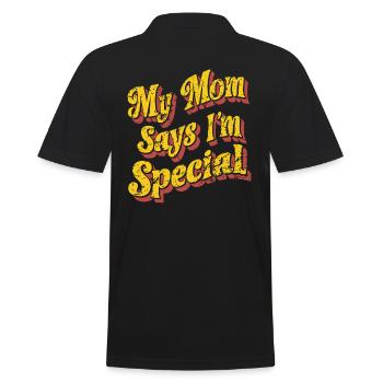 Meine Mama Sagt, Ich Bin Besonders - Humorvoll und - Männer Poloshirt - Schwarz - Hinten - Kai (181cm)