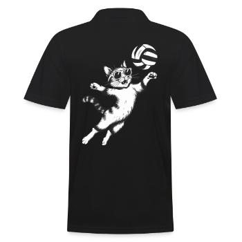Chat avec des lunettes de soleil jouant au volley-ball - Polo Homme - noir - Dos - Kai (181cm)