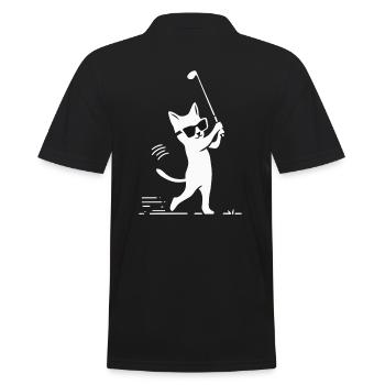 Chat avec des lunettes de soleil jouant au golf - Polo Homme - noir - Dos - Kai (181cm)