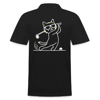 Chat avec des lunettes de soleil jouant au golf - Polo Homme - noir - Dos - Kai (181cm)