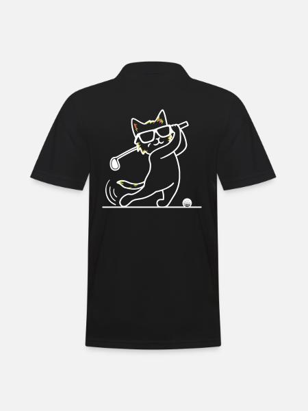 Cat with sunglasses playing golf - Men's Polo Shirt - black