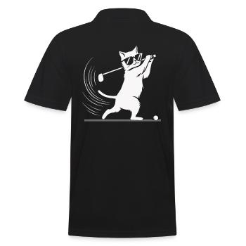Chat avec des lunettes de soleil jouant au golf - Polo Homme - noir - Dos - Kai (181cm)
