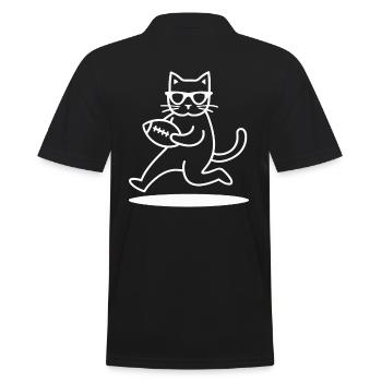 Chat avec des lunettes de soleil jouant au football - Polo Homme - noir - Dos - Kai (181cm)