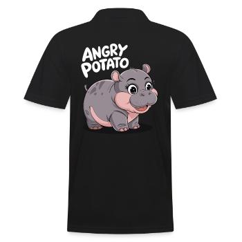 Moo Deng Hippopotame drôle 'Patate en colère' - Polo Homme - noir - Dos - Kai (181cm)