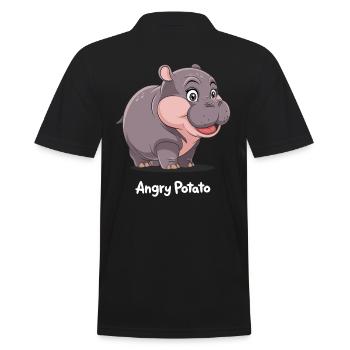Moo Deng Angry Potato Hippo - Männer Poloshirt - Schwarz - Hinten - Kai (181cm)