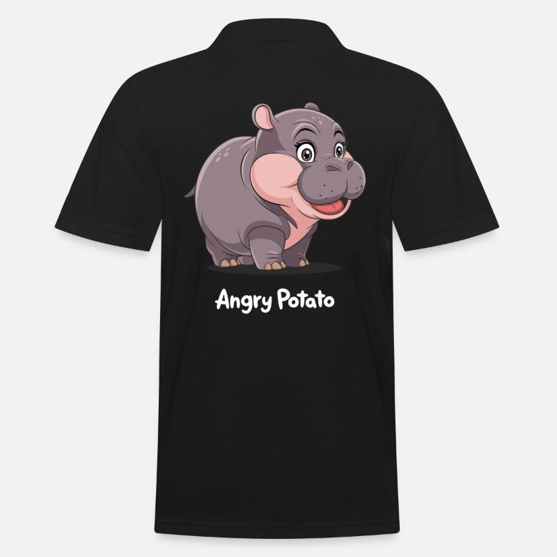 Moo Deng Angry Potato Hippo - Männer Poloshirt - Schwarz