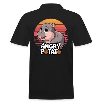Art de l’hippopotame heureux : Moo Deng et Angry Potato - Polo Homme - noir - Dos - Kai (181cm)