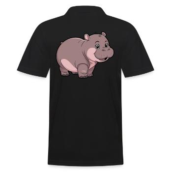 Adorable Moo Deng Hippopotame avec sourire - Polo Homme - noir - Dos - Kai (181cm)