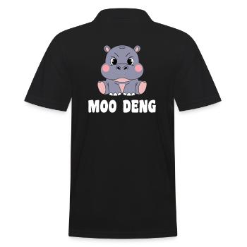 Moo Deng Hippo Lustige Illustration - Männer Poloshirt - Schwarz - Hinten - Kai (181cm)