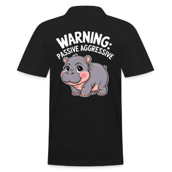 Moo Deng Caution: Passive Aggressive - Men's Polo Shirt - black - Back - Kai (181cm)