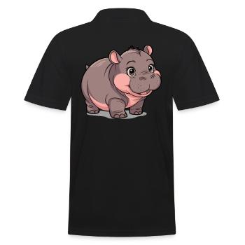 Moo Deng Nilpferd Hippo - Men's Polo Shirt - black - Back - Kai (181cm)