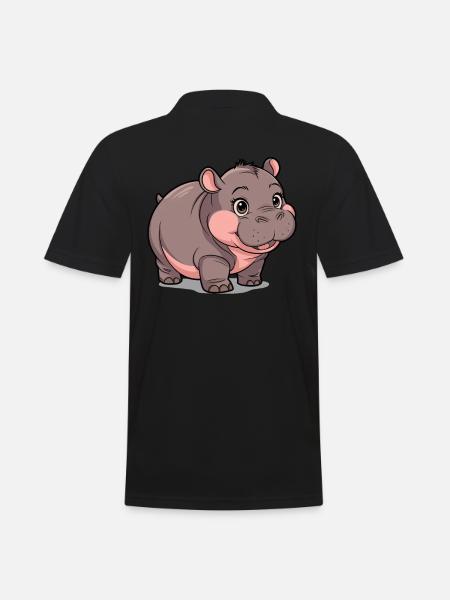 Moo Deng Nilpferd Hippo - Men's Polo Shirt - black