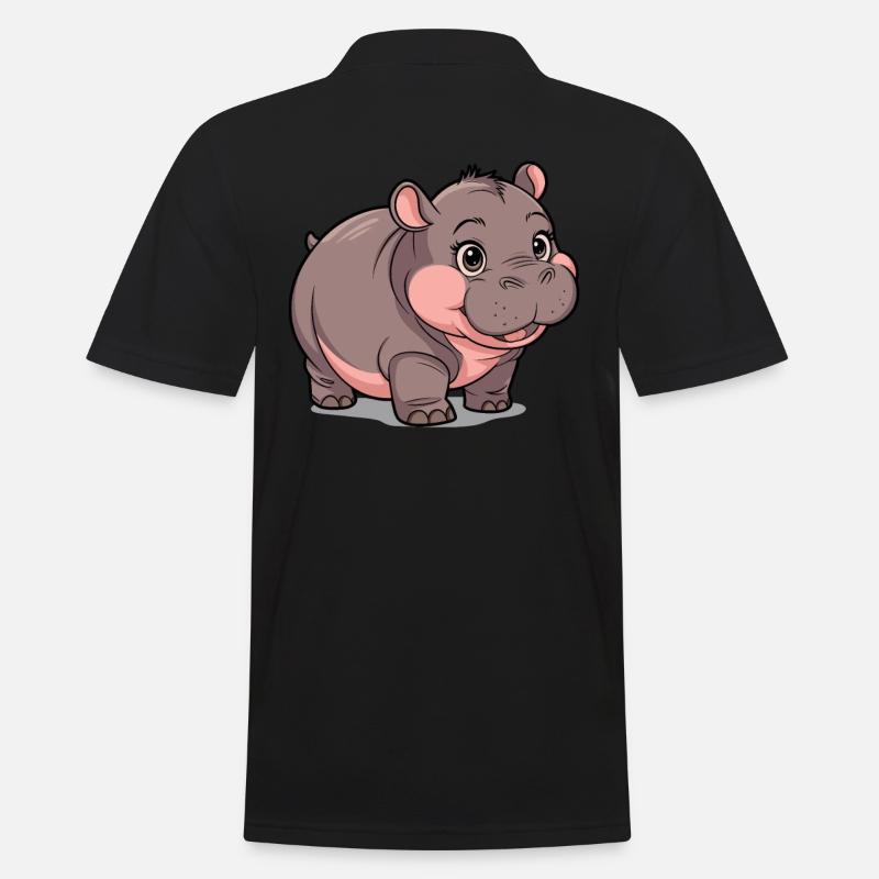 Moo Deng Nilpferd Hippo - Männer Poloshirt - Schwarz