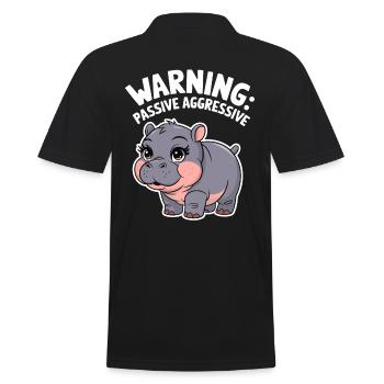 Moo Deng Hippo: Beware, Passive-Aggressive - Men's Polo Shirt - black - Back - Kai (181cm)
