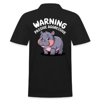 Moo Deng: Beware Passive Aggressive - Men's Polo Shirt - black - Back - Kai (181cm)