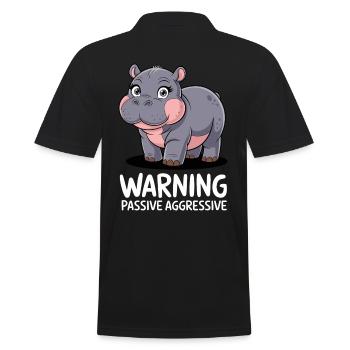 Moo Deng Warnung Passiv Aggressiv Nilpferd - Männer Poloshirt - Schwarz - Hinten - Kai (181cm)