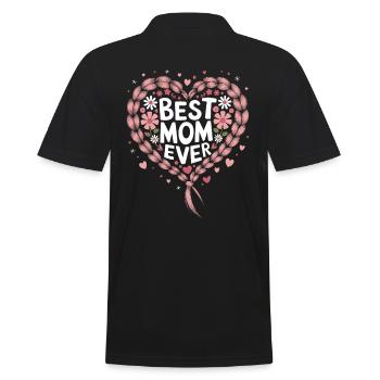Beste Mama Best Mom Ever Herz Blumen Zopfmuster - Männer Poloshirt - Schwarz - Hinten - Kai (181cm)