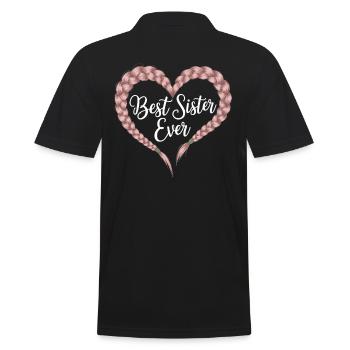 Beste Schwester Best Sister Ever Herz Zopfmuster - Männer Poloshirt - Schwarz - Hinten - Kai (181cm)