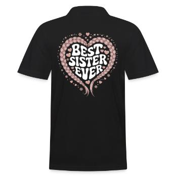 Beste Schwester Best Sister Ever Herz Zopfmuster - Männer Poloshirt - Schwarz - Hinten - Kai (181cm)