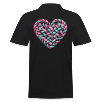 Cable Knit Heart Shape Heart - Men's Polo Shirt - black - Back - Kai (181cm)