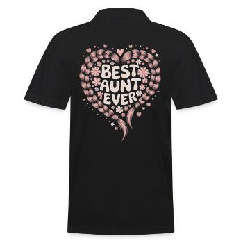 Beste Tante Best Aunt Ever Floral Blumen Herz - Männer Poloshirt - Schwarz - Hinten - Kai (181cm)