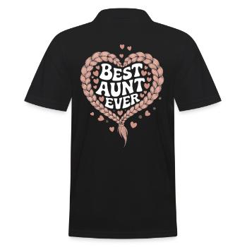 Beste Tante Best Aunt Ever Floral Blumen Herz - Männer Poloshirt - Schwarz - Hinten - Kai (181cm)