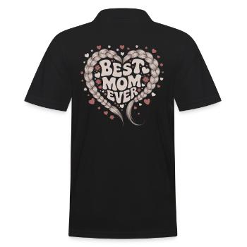Beste Mama Best Mom Ever Herz Liebe Zopf Herz - Männer Poloshirt - Schwarz - Hinten - Kai (181cm)