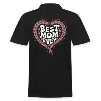 Best Mom Best Mom Ever Heart Love Cable Knit Pattern - Men's Polo Shirt - black - Back - Kai (181cm)