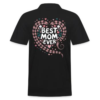Beste Mama Best Mom Ever Floral Zopf Herz - Männer Poloshirt - Schwarz - Hinten - Kai (181cm)
