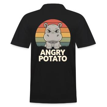 Moo Deng Witziges Nilpferd Angry Potato - Männer Poloshirt - Schwarz - Hinten - Kai (181cm)