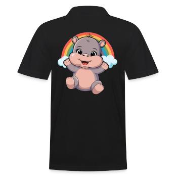 Hippopotame heureux sous les nuages de l’arc-en-ciel - Polo Homme - noir - Dos - Kai (181cm)