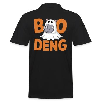 Moo Deng Boo Deng Halloween Spaß - Männer Poloshirt - Schwarz - Hinten - Kai (181cm)