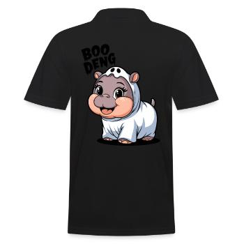 Cute Boo Deng Hippo Costume Adventure - Men's Polo Shirt - black - Back - Kai (181cm)