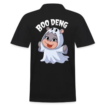 Moo Deng Halloween Hippo Boo Deng - Men's Polo Shirt - black - Back - Kai (181cm)
