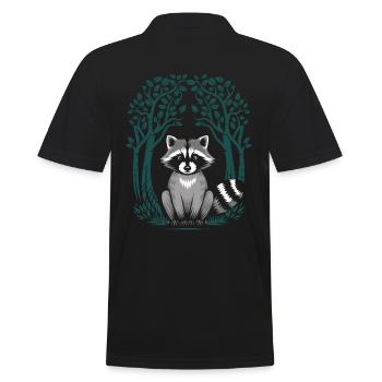 Illustration de chien raton laveur de style cottagecore - Polo Homme - noir - Dos - Kai (181cm)