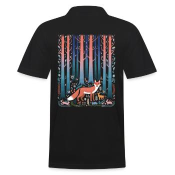 Forest Fox Fairytale Cottagecore - Men's Polo Shirt - black - Back - Kai (181cm)