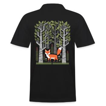 Cottagecore Woodland Fox with Flowers - Men's Polo Shirt - black - Back - Kai (181cm)