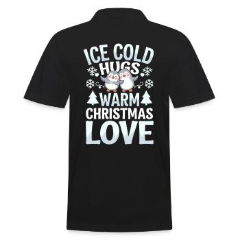 Penguin Christmas Icy Cold Hugs Warmth - Men's Polo Shirt - black - Back - Kai (181cm)