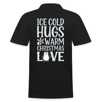 Penguin Christmas Cold Hugs Warmth - Men's Polo Shirt - black - Back - Kai (181cm)