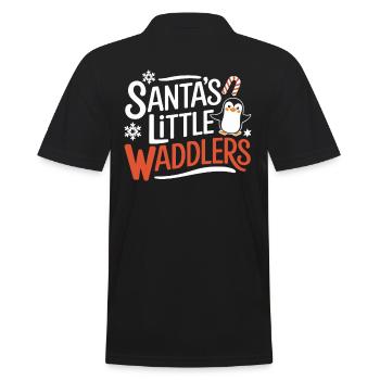 Santa's Little Waddle Kids Christmas Penguin - Men's Polo Shirt - black - Back - Kai (181cm)